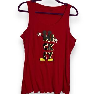 Disney Mickey Mouse Graphic Print Tank Top Womens XL Red Casual Loungewear Sleep